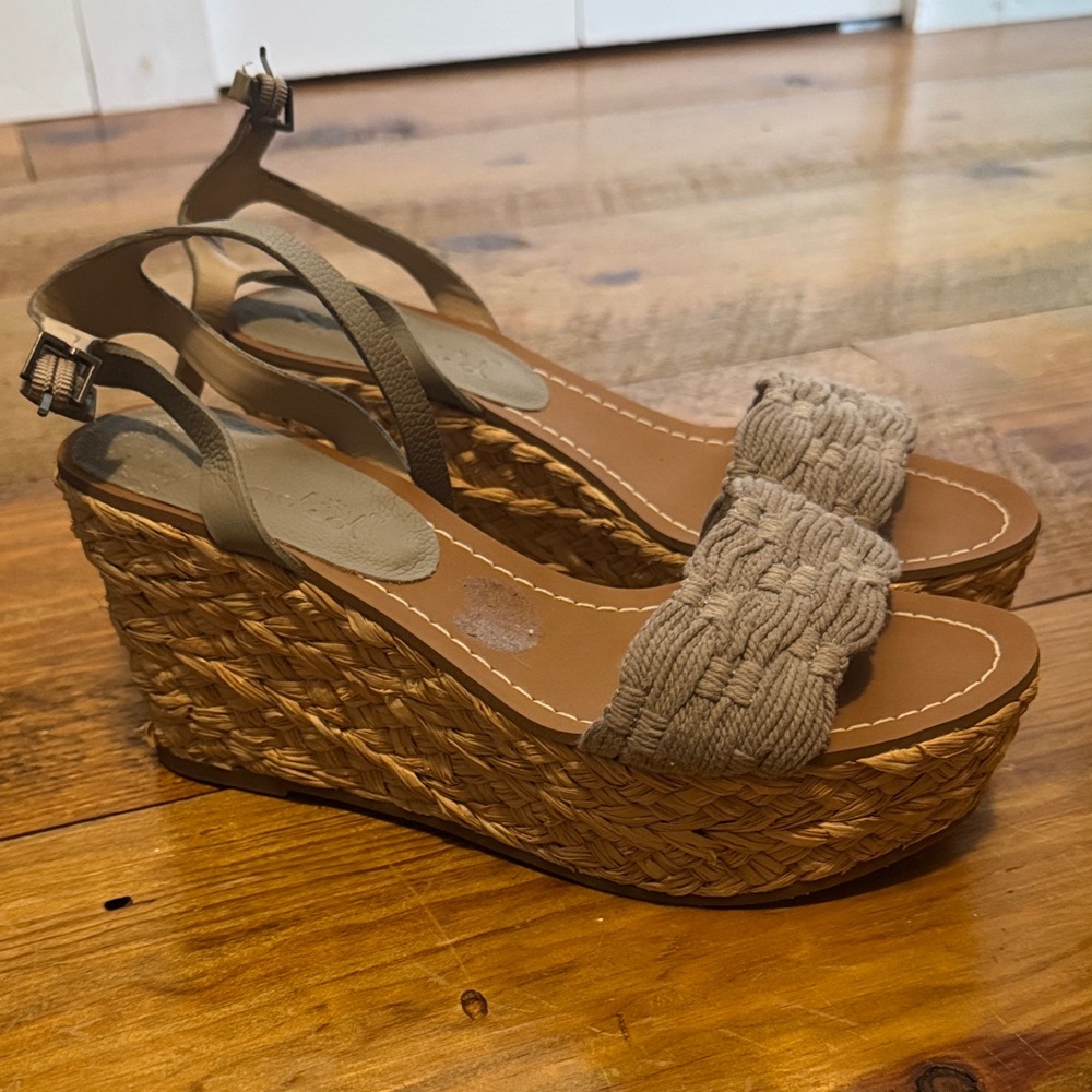 Splendid Taupe Woven platform Wedge Sandals